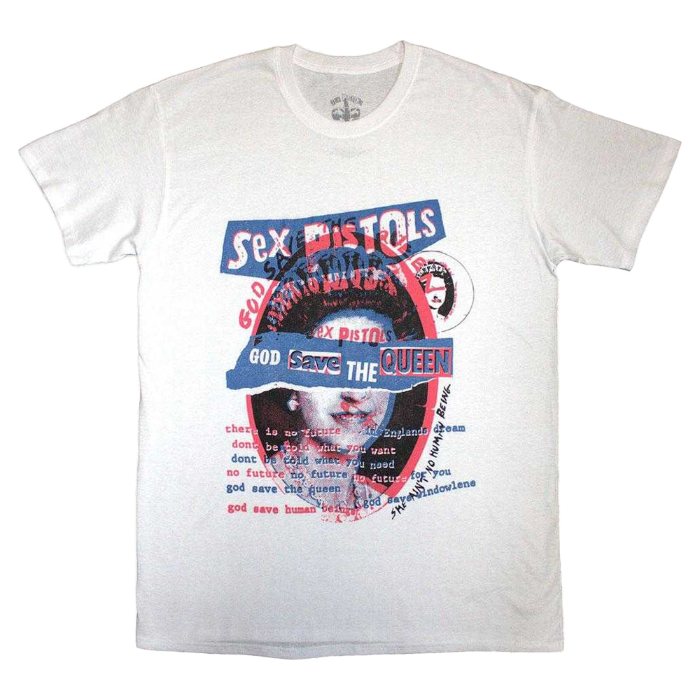 White - Front - Sex Pistols Unisex Adult God Save The Queen Overlay T-Shirt