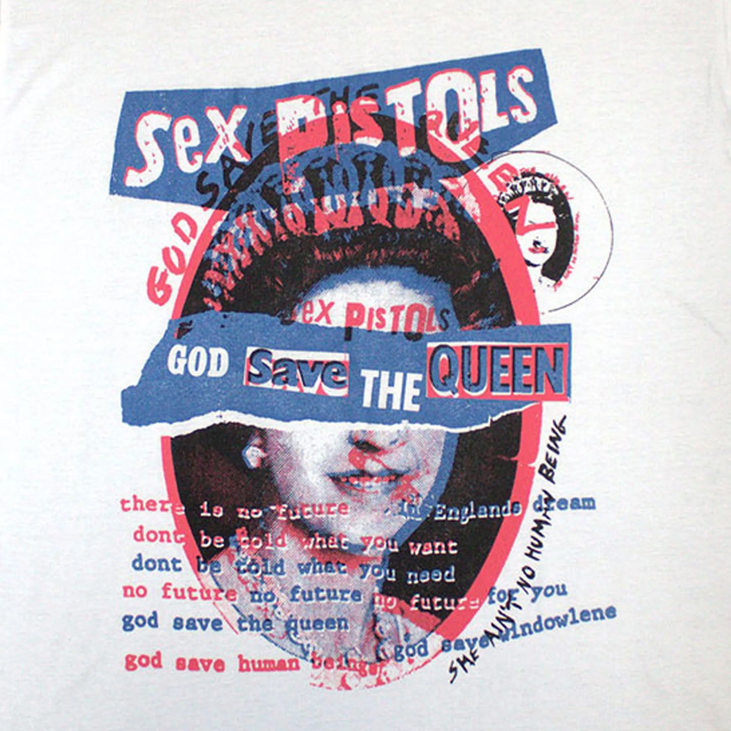 White - Back - Sex Pistols Unisex Adult God Save The Queen Overlay T-Shirt