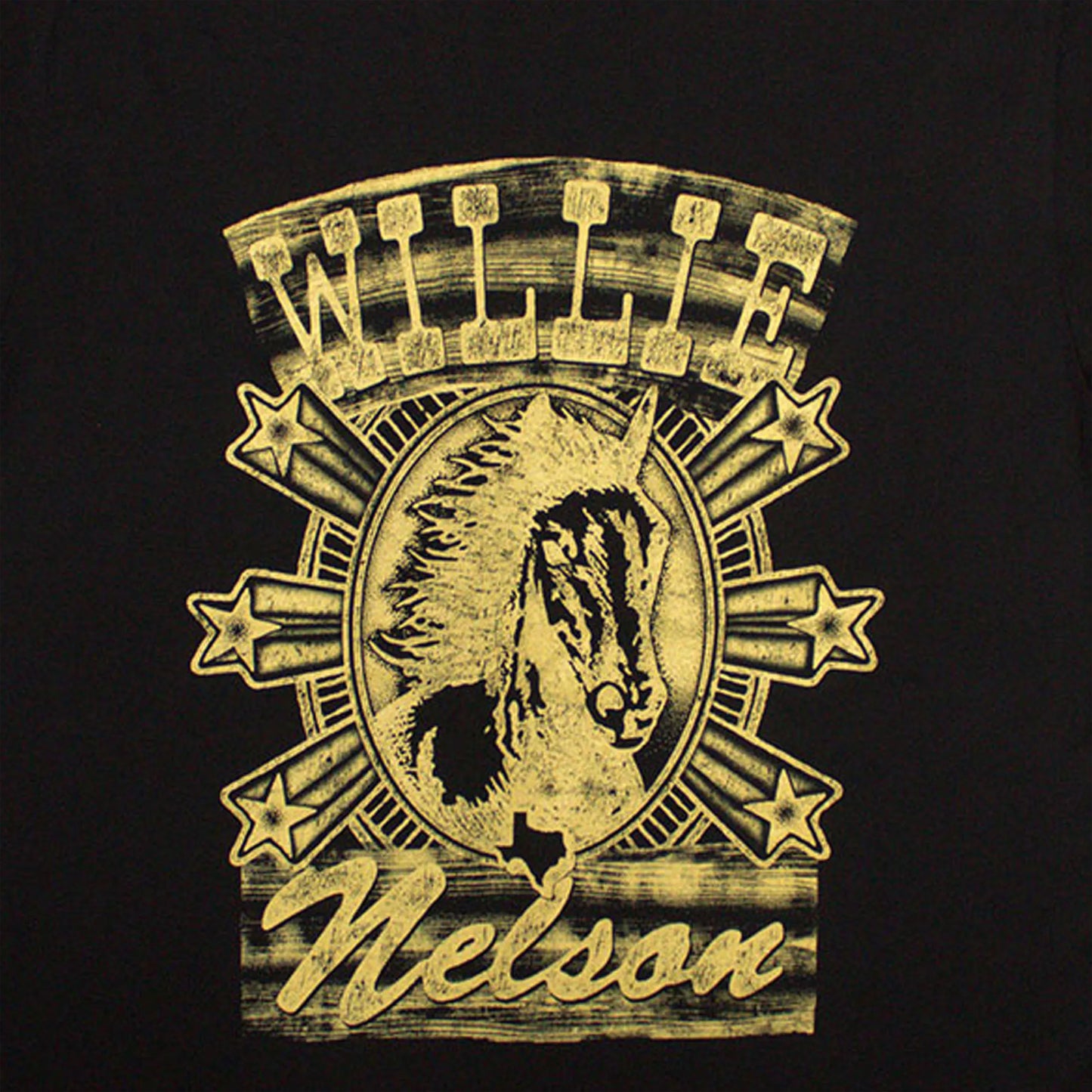 Black - Back - Willie Nelson Unisex Adult Horse T-Shirt