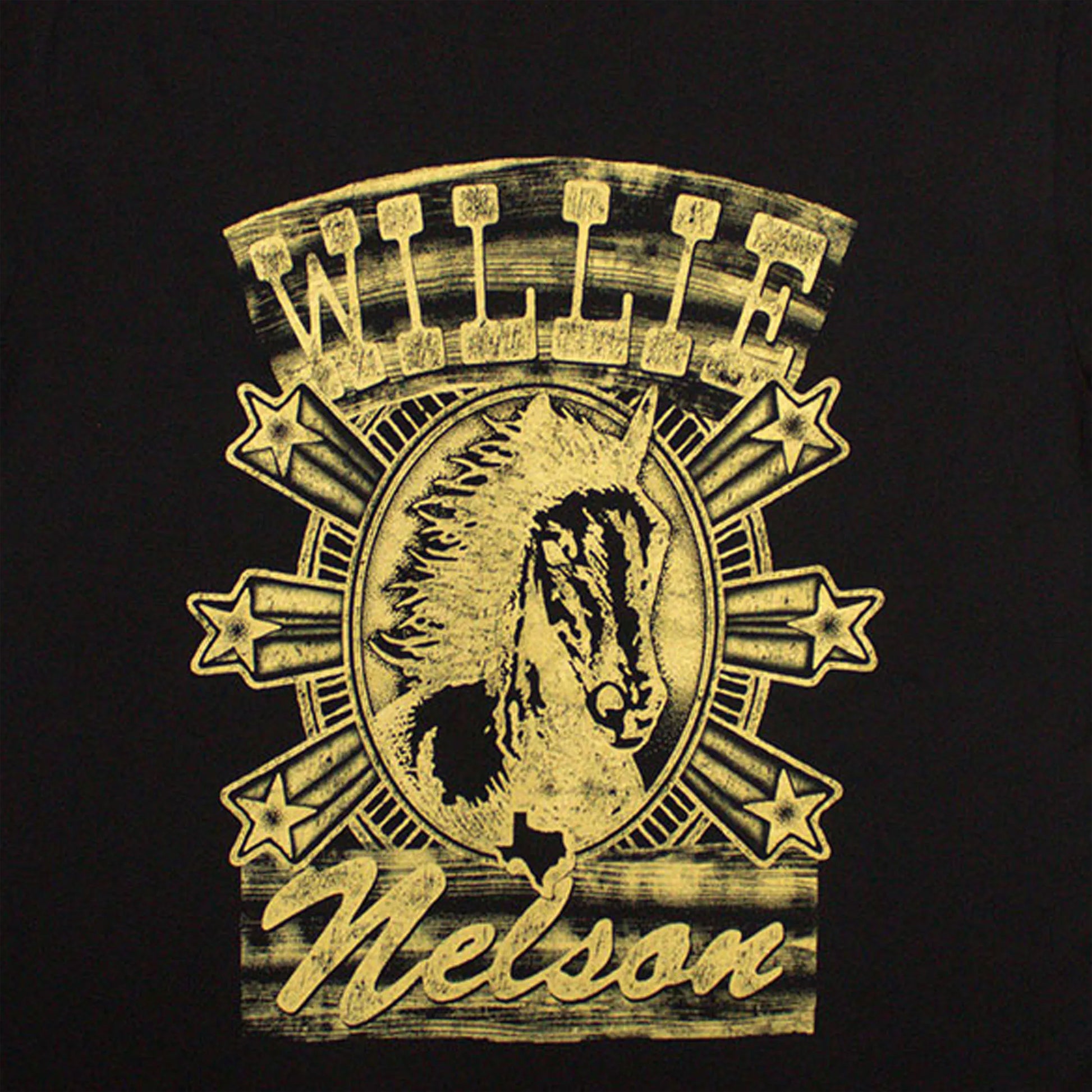 Black - Back - Willie Nelson Unisex Adult Horse T-Shirt