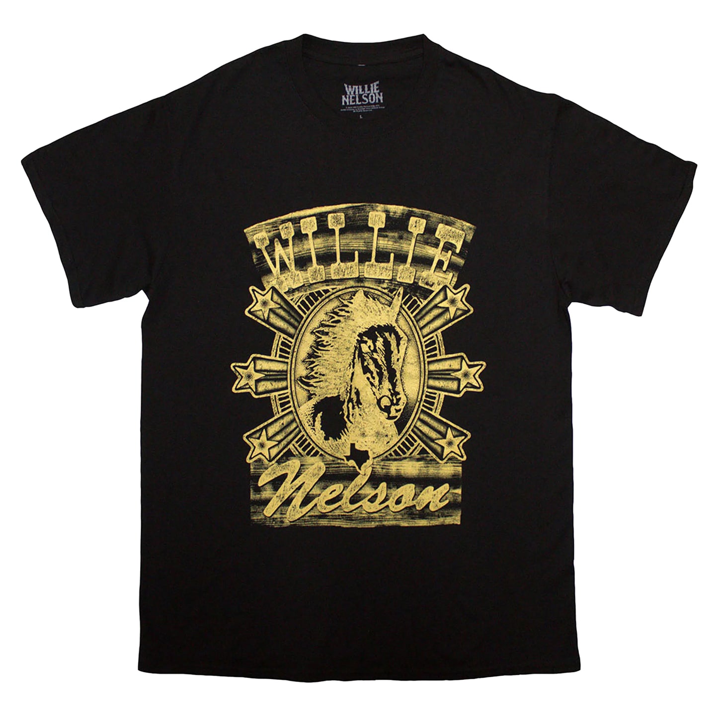 Black - Front - Willie Nelson Unisex Adult Horse T-Shirt