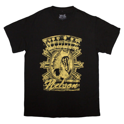 Black - Front - Willie Nelson Unisex Adult Horse T-Shirt
