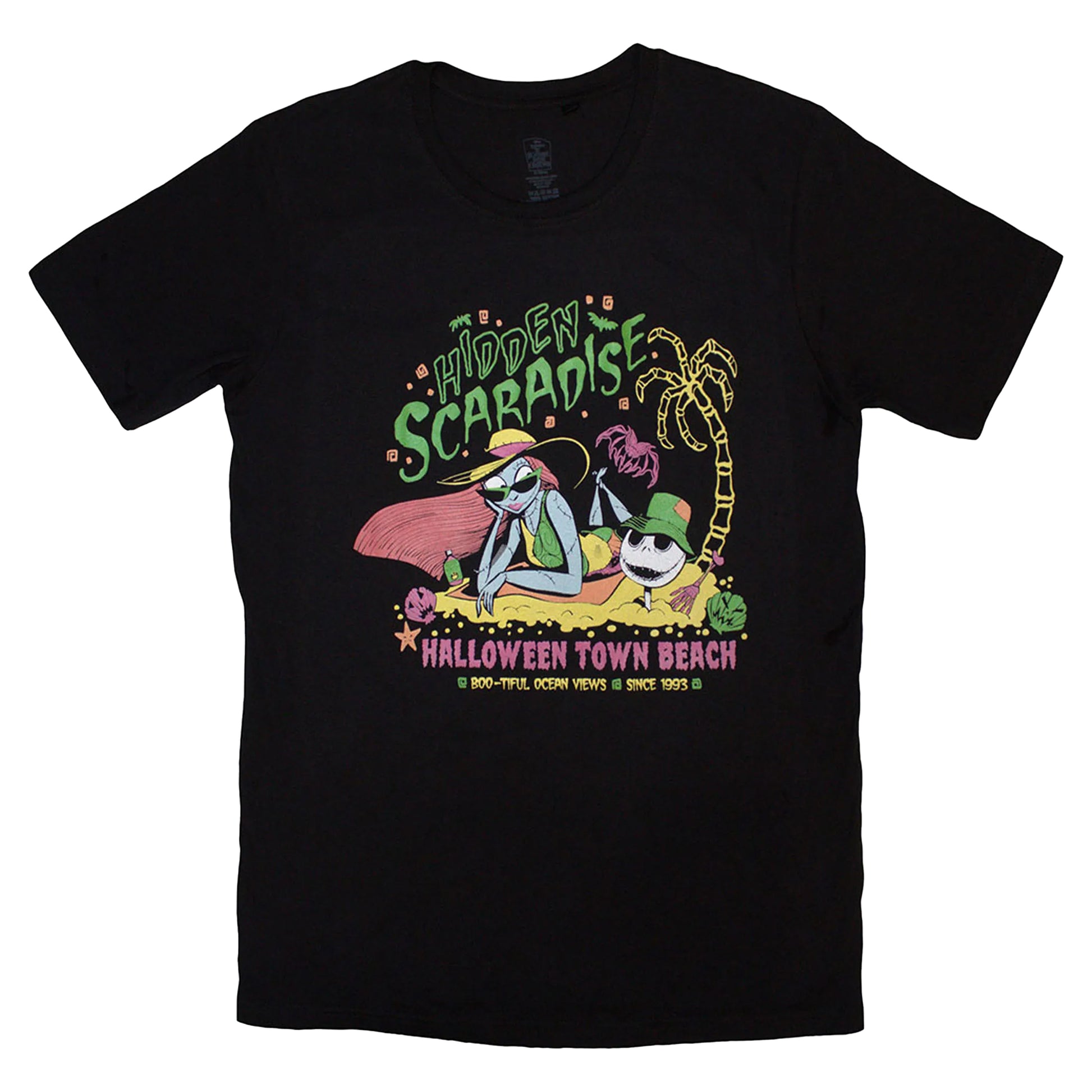 Black - Front - Nightmare Before Christmas Unisex Adult Hidden Scaradise T-Shirt