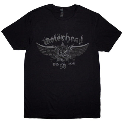 Black - Front - Motorhead Unisex Adult 50 Years Wings Badge T-Shirt