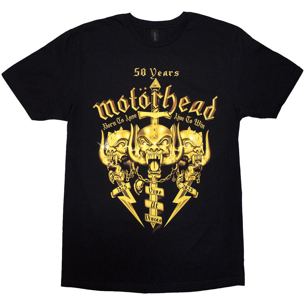 Black - Front - Motorhead Unisex Adult 50 Years Swords & Warpig T-Shirt