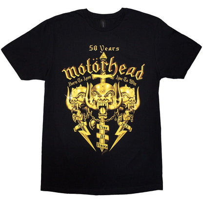 Black - Front - Motorhead Unisex Adult 50 Years Swords & Warpig T-Shirt