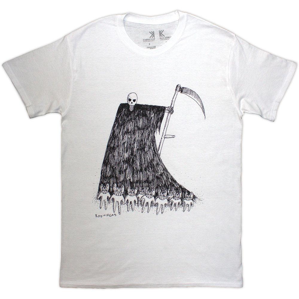 White - Front - Radiohead Unisex Adult Grim Reaper Organic T-Shirt