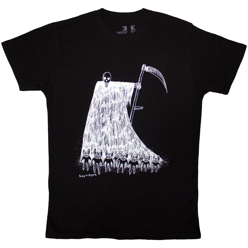 Black - Front - Radiohead Unisex Adult Grim Reaper Organic T-Shirt