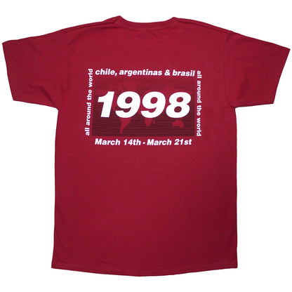 Red - Back - Oasis Unisex Adult 1998 World Tour - South America Back Print T-Shirt