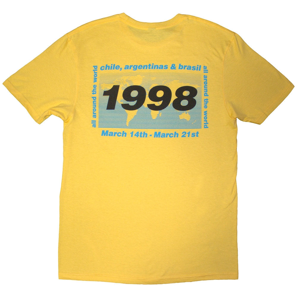 Yellow - Back - Oasis Unisex Adult 1998 World Tour - South America Back Print T-Shirt