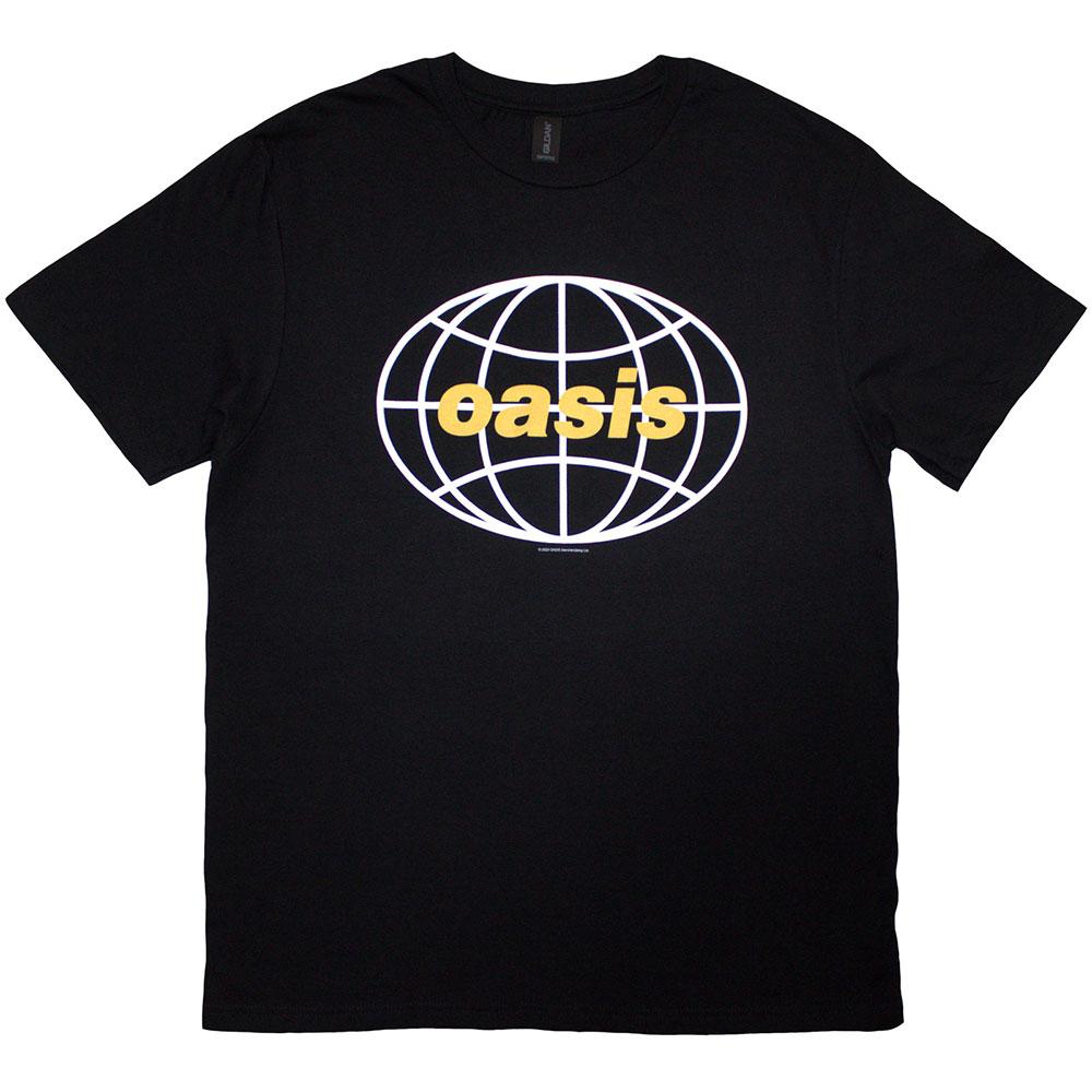 Black - Front - Oasis Unisex Adult Globe Logo T-Shirt