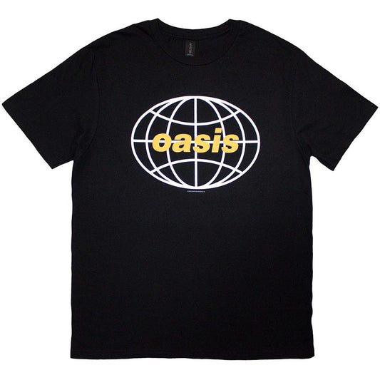 Black - Front - Oasis Unisex Adult Globe Logo T-Shirt