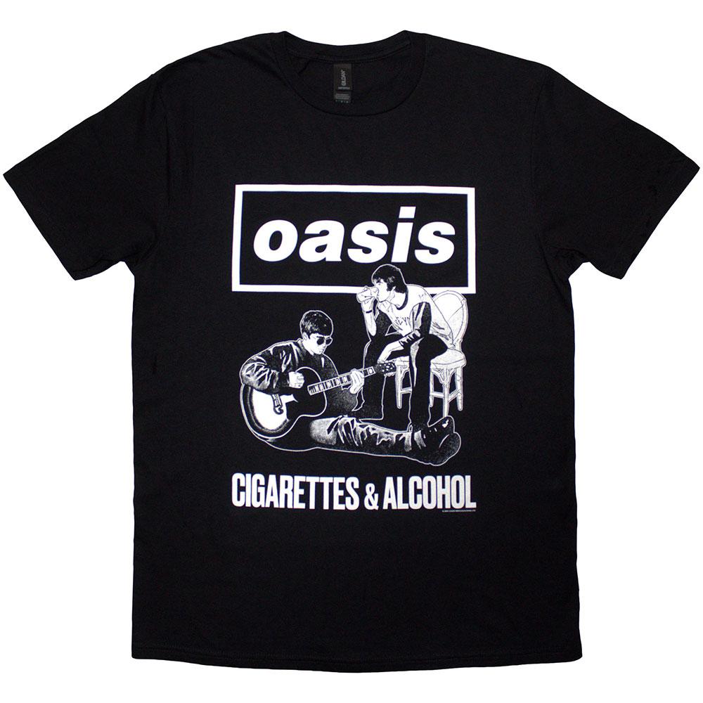 Black - Front - Oasis Unisex Adult Cigarettes & Alcohol Illustration T-Shirt