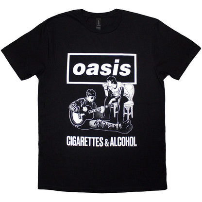 Black - Front - Oasis Unisex Adult Cigarettes & Alcohol Illustration T-Shirt