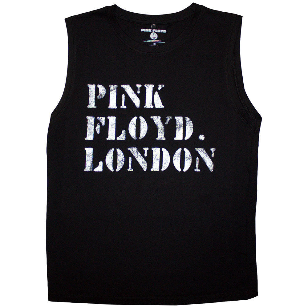 Black - Front - Pink Floyd Unisex Adult Stencil Logo Tank Top