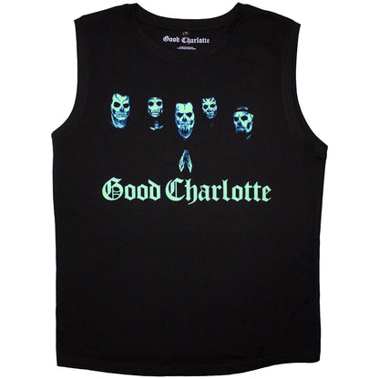 Black - Front - Good Charlotte Unisex Adult Generation RX Skull Face Tank Top