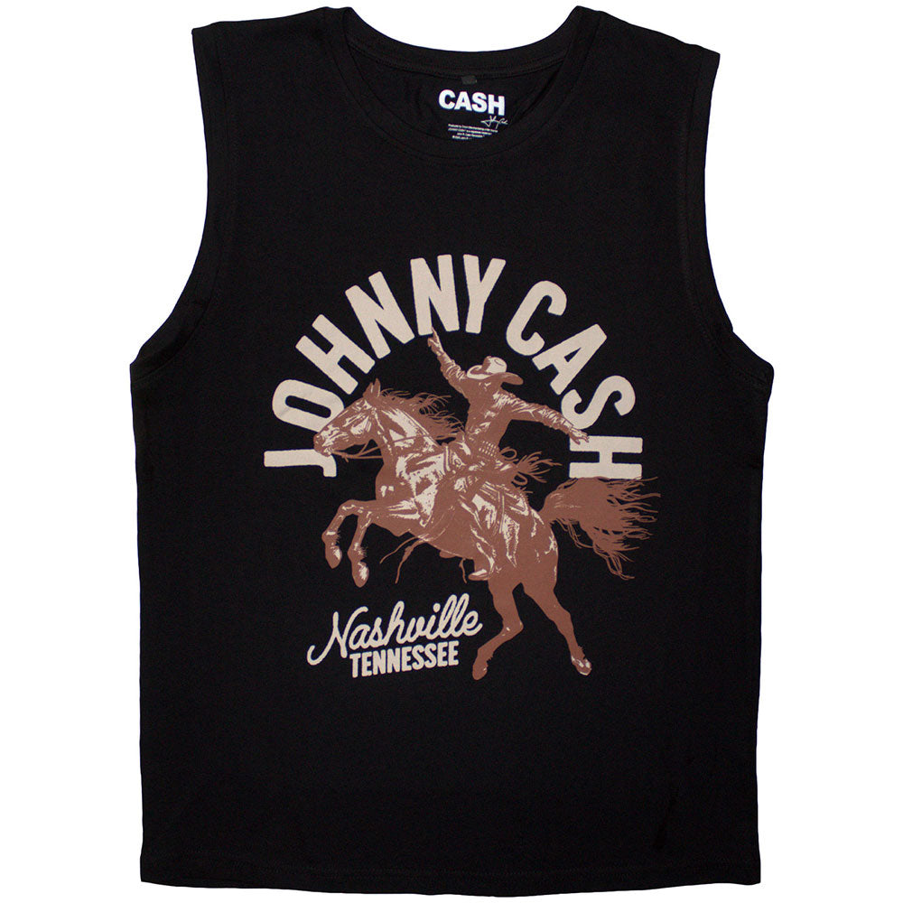 Black - Front - Johnny Cash Unisex Adult Nashville Concert Tank Top