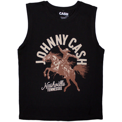 Black - Front - Johnny Cash Unisex Adult Nashville Concert Tank Top