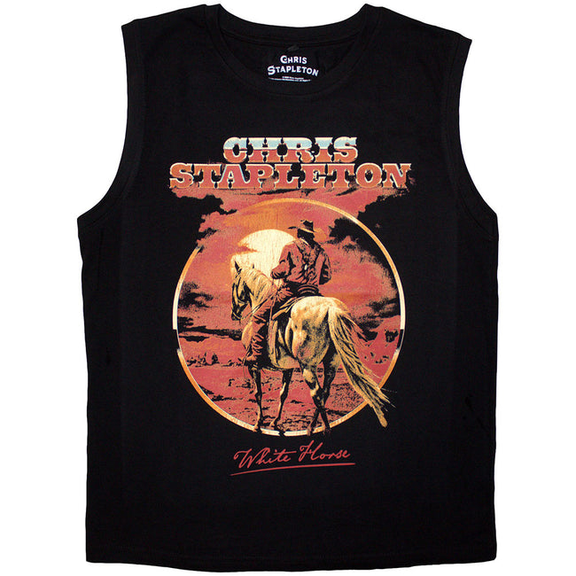 Black - Front - Chris Stapleton Unisex Adult White Horse Tank Top