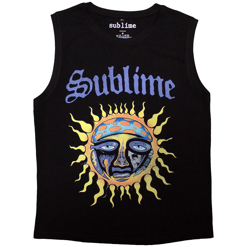 Black - Front - Sublime Unisex Adult Sun Logo Tank Top