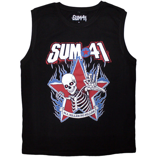 Black - Front - Sum 41 Unisex Adult All Killer No Filler Skeleton Tank Top