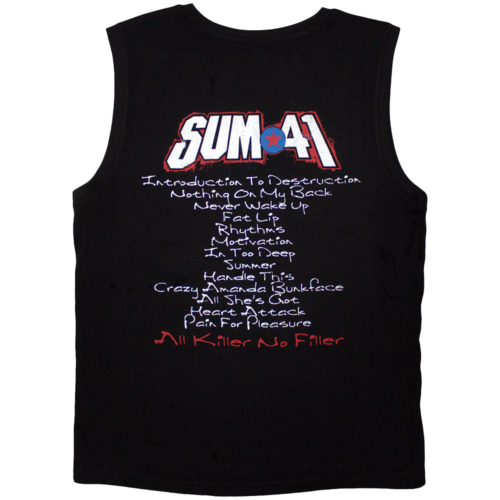 Black - Back - Sum 41 Unisex Adult All Killer No Filler Track List Tank Top