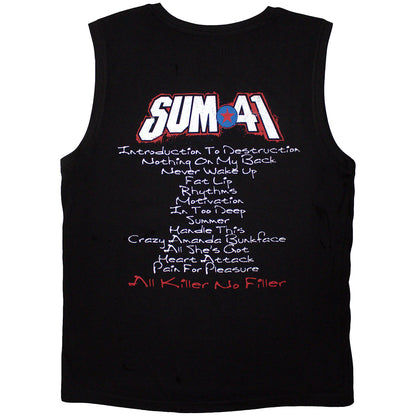 Black - Back - Sum 41 Unisex Adult All Killer No Filler Track List Tank Top