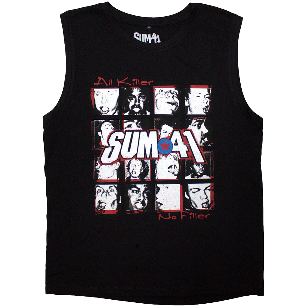 Black - Front - Sum 41 Unisex Adult All Killer No Filler Track List Tank Top