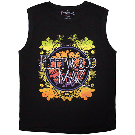 Black - Front - Fleetwood Mac Unisex Adult Circle Floral Logo Tank Top
