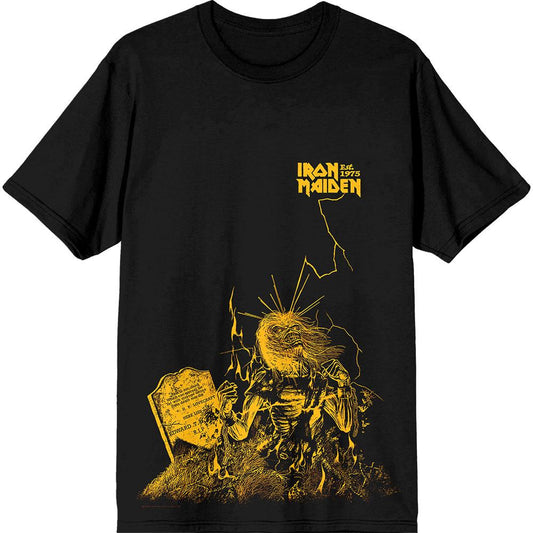 Black - Front - Iron Maiden Unisex Adult Est. 1975 Life After Death Lightning T-Shirt