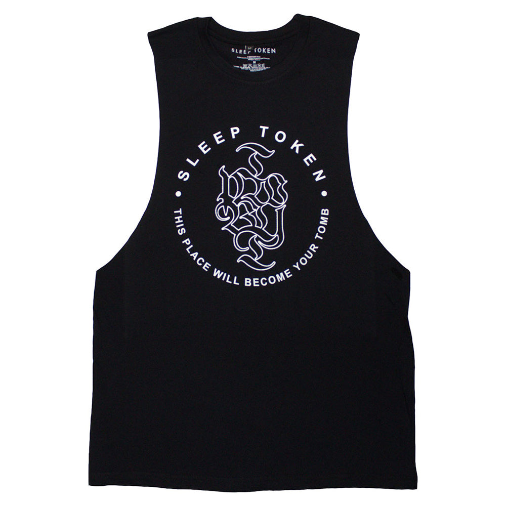 Black - Front - Sleep Token Unisex Adult Tomb Text Ring Vest Top
