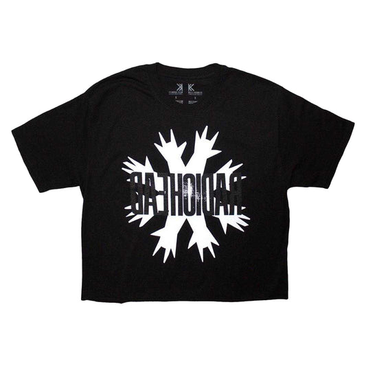 Black - Front - Radiohead Womens-Ladies Cut Hands Crop Top