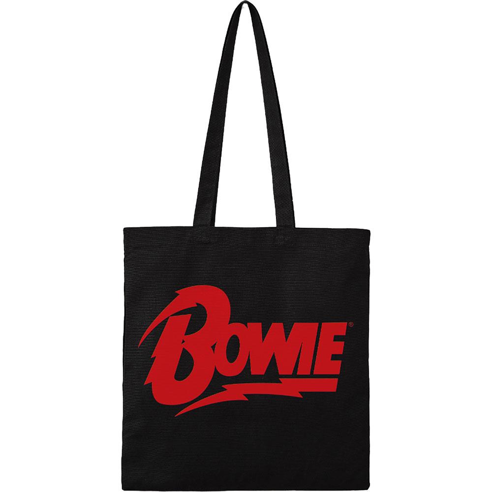 Black-Red - Front - David Bowie Logo Organic Cotton Tote Bag