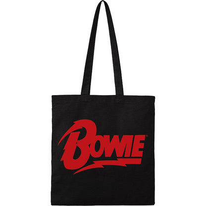 Black-Red - Front - David Bowie Logo Organic Cotton Tote Bag