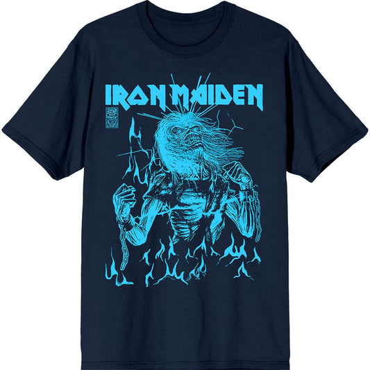 Navy Blue - Front - Iron Maiden Unisex Adult 50 Life After Death Flames T-Shirt