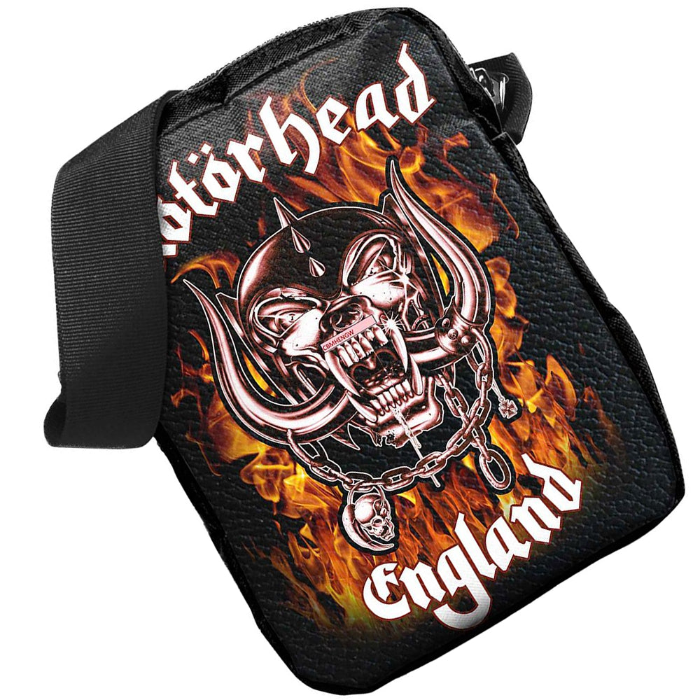 Black-Yellow - Back - Motorhead England Fire Crossbody Bag