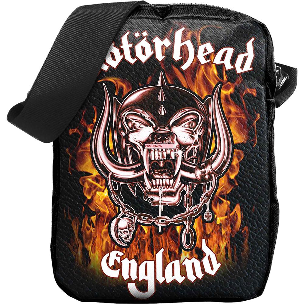 Black-Yellow - Front - Motorhead England Fire Crossbody Bag