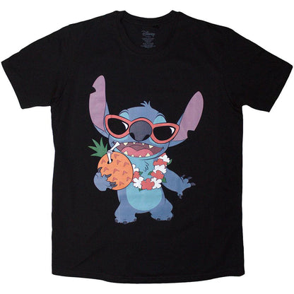 Black - Front - Lilo & Stitch Unisex Adult Stitch Pineapple T-Shirt
