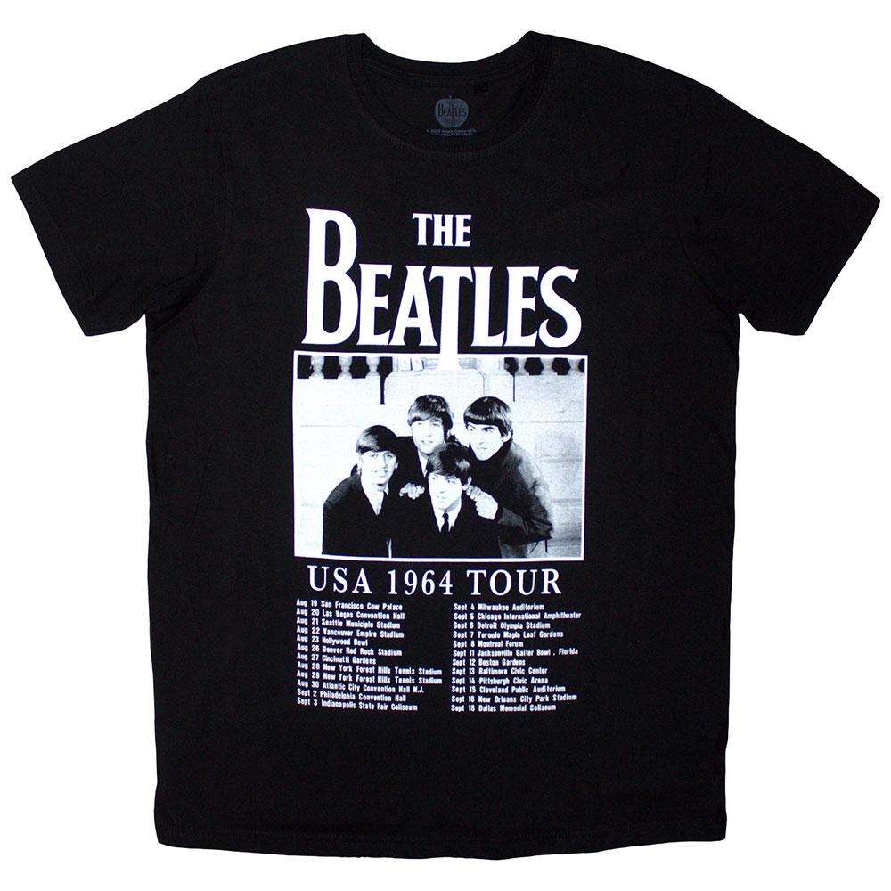 Black - Front - The Beatles Unisex Adult USA 1964 Tour T-Shirt