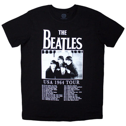 Black - Front - The Beatles Unisex Adult USA 1964 Tour T-Shirt