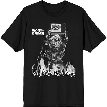 Black - Front - Iron Maiden Unisex Adult Est. 1975 Holy Smoke Flames T-Shirt