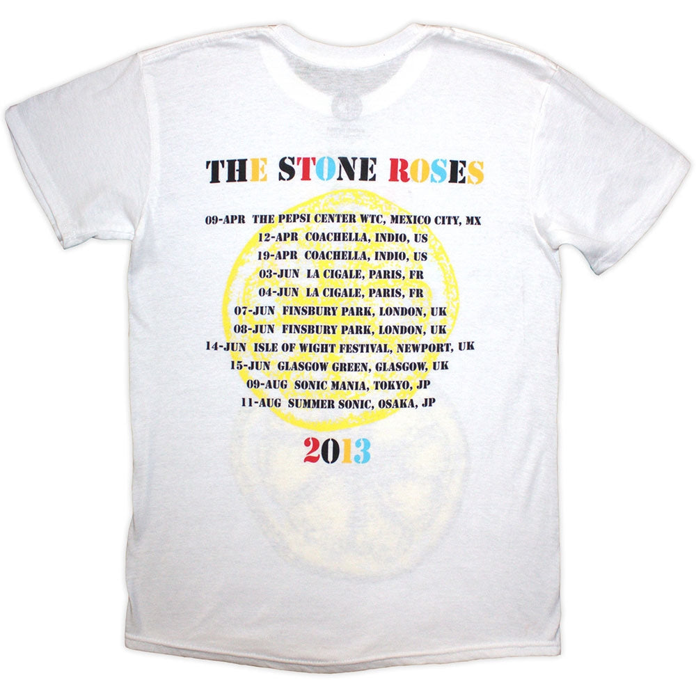 White - Back - The Stone Roses Unisex Adult Tour 2013 Back Print T-Shirt