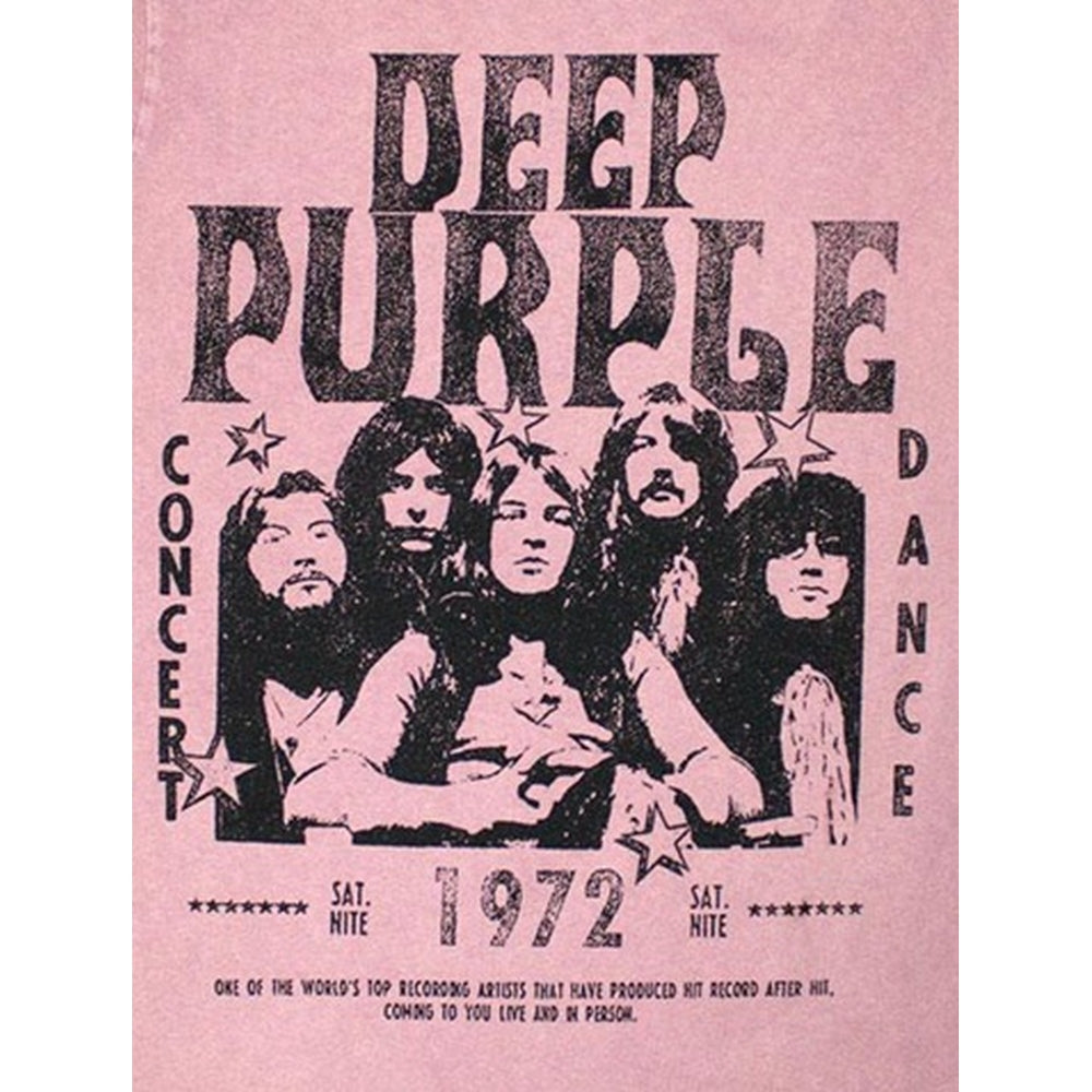 Kashmir Red - Back - Deep Purple Unisex Adult 1972 Concert Stone Wash T-Shirt