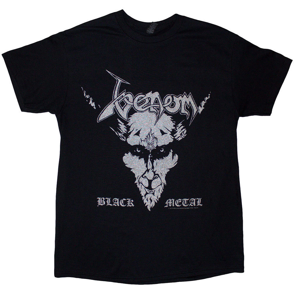 Black - Front - Venom Unisex Adult Black Metal Back Print T-Shirt
