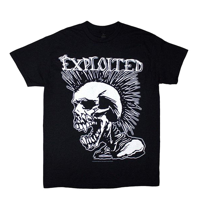 Black - Front - The Exploited Unisex Adult Mohican Skull T-Shirt