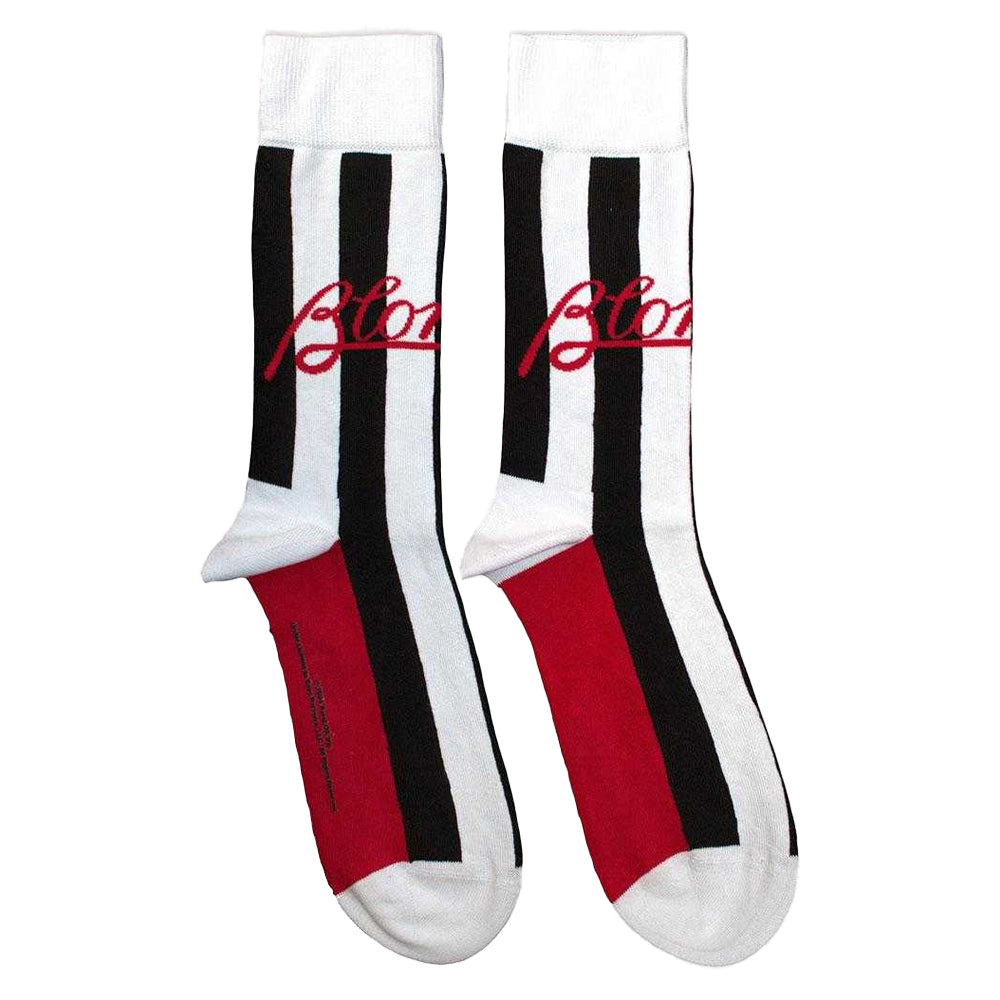 White-Red-Black - Back - Blondie Unisex Adult Parallel Lines Socks