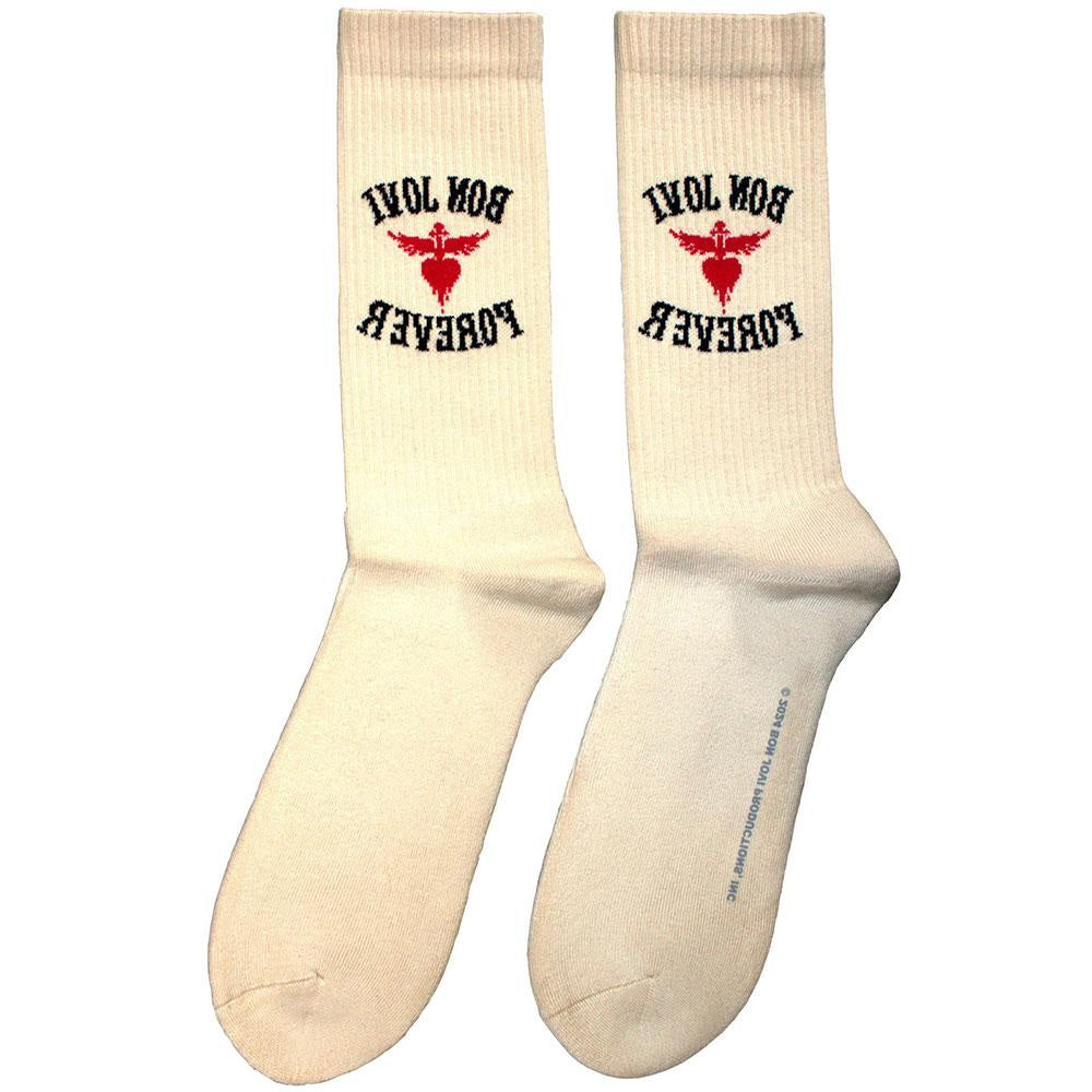Natural - Back - Bon Jovi Unisex Adult Forever Terrycloth Socks