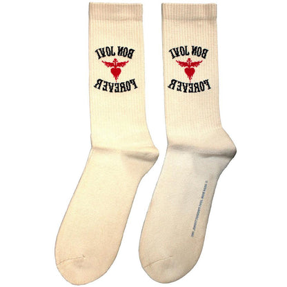 Natural - Back - Bon Jovi Unisex Adult Forever Terrycloth Socks