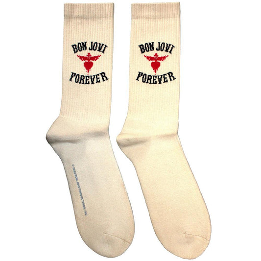 Natural - Front - Bon Jovi Unisex Adult Forever Terrycloth Socks