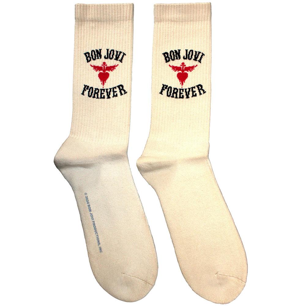 Natural - Front - Bon Jovi Unisex Adult Forever Terrycloth Socks